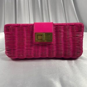 J. Crew Wicker Pink Havana Clutch